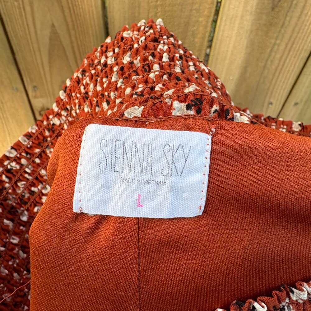 Sienna Sky Wide Legged Lined Size Large Floral Burnt Orange Women’s Trousers - Picture 4 of 6